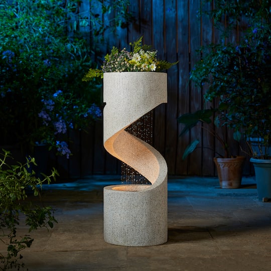 Glitzhome® 31" Curving Shaped Outdoor Fountain with LED Light